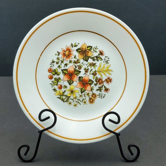 Corelle Indian Summer Lunch Salad Bread Dessert Plate Brown Orange Yellow Flower - Picture 7 of 9